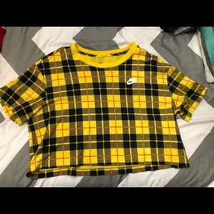 Cropped Yellow Plaid Nike Tee
